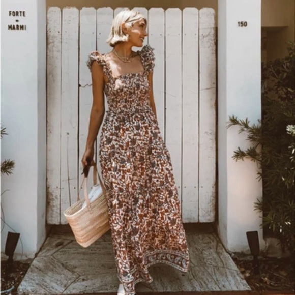 Love the Label Anthropologie smocked tiered women’s maxi dress size small - Picture 3 of 13